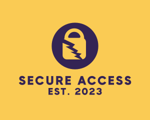 Passcode - Electric Secure Padlock logo design