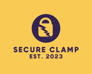 Electric Secure Padlock logo design