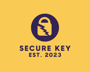 Electric Secure Padlock logo design
