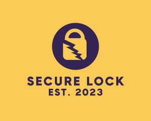 Locked - Electric Secure Padlock logo design
