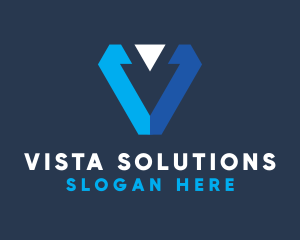 Blue Arrow Letter V logo design