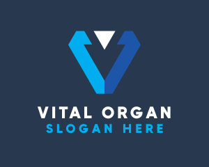 Blue Arrow Letter V logo design