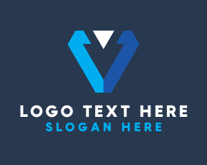Programming - Blue Arrow Letter V logo design