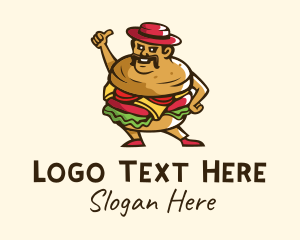 Caterer - Burger Man Mascot logo design