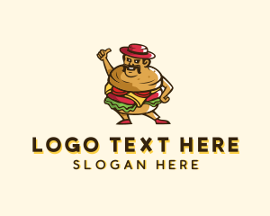 Burger - Mexican Burger Man logo design