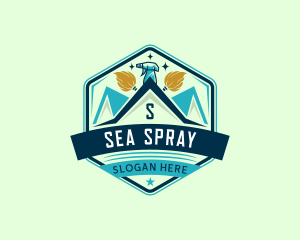 Janitorial Mop Spray Cleaning logo design