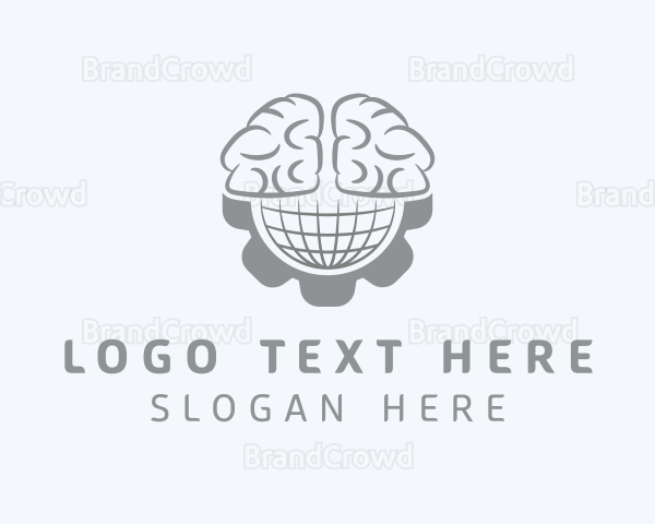 Globe Brain Cogwheel Logo