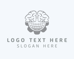 Gear - Globe Brain Cogwheel logo design