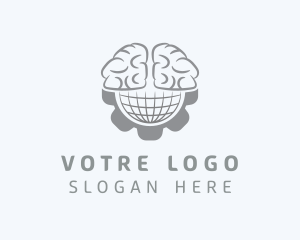 Globe Brain Cogwheel Logo