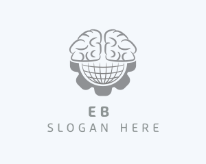 Mind - Globe Brain Cogwheel logo design
