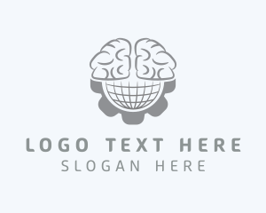 Cogwheel - Globe Brain Cogwheel logo design
