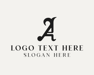 Tattoo Studio - Gothic Tattoo Letter A logo design