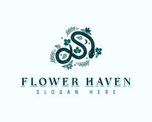 Flower Leaves Serpent logo design