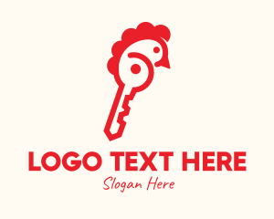 Chick - Red Chicken Key logo design