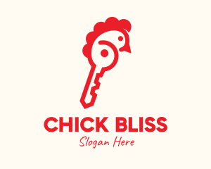Chick - Red Chicken Key logo design