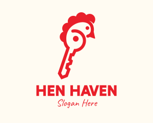 Red Chicken Key logo design