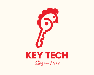 Red Chicken Key logo design