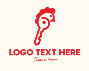 Rooster - Red Chicken Key logo design