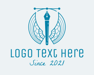 Writer - Dragonfly Pen Tool logo design
