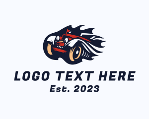 Blazing - Retro Flame Car logo design