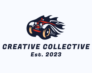 Retro Flame Car logo design