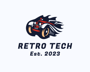 Retro Flame Car logo design