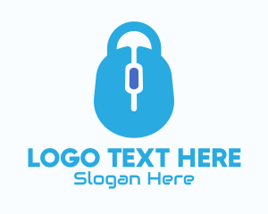 Secure - Blue Mouse Lock logo design