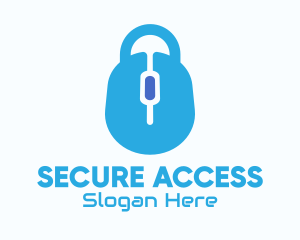 Passcode - Blue Mouse Lock logo design