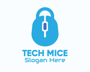 Mice - Blue Mouse Lock logo design