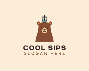 Refreshment - Cute Bear Drink logo design