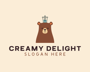 Milkshake - Cute Bear Drink logo design