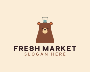 Stall - Cute Bear Drink logo design