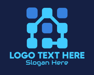 Web Host - Blue Tech House logo design