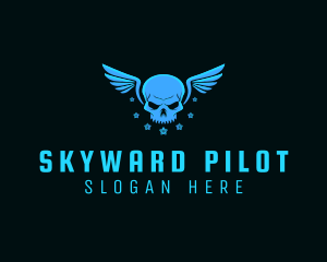 Pilot Skull Wings logo design