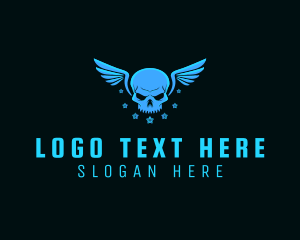 Airplane - Pilot Skull Wings logo design