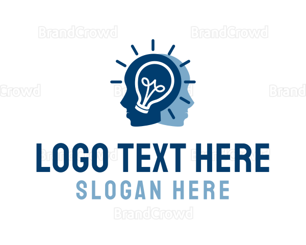 Human Head Light Bulb Logo