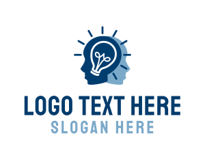 Intelligence - Human Head Light Bulb logo design