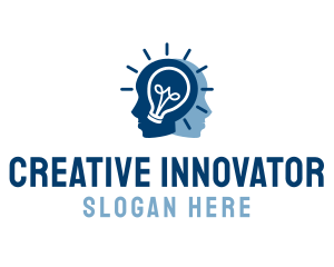 Inventor - Human Head Light Bulb logo design