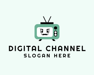 Channel - Television Man Cartoon logo design