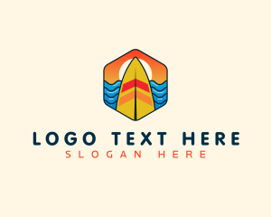 Surfboard - Surfboard Beach Wave logo design