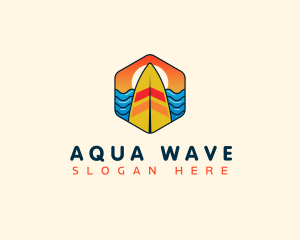 Surfboard Beach Wave logo design