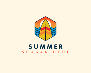 Surfboard Beach Wave logo design