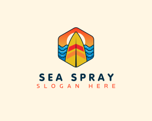 Surfboard Beach Wave logo design