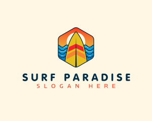 Surfboard Beach Wave logo design