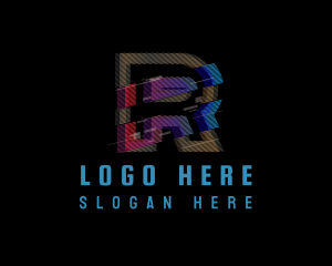 Vhs - Gradient Glitch Letter R logo design
