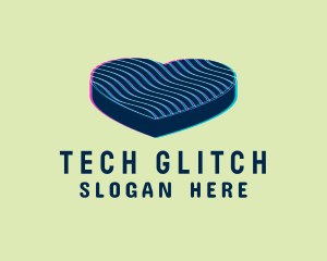 Heart Glitch Anaglyph  logo design