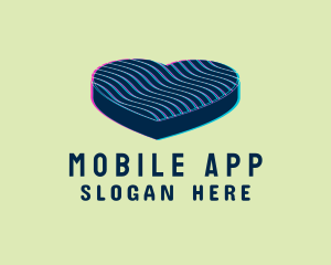 Dating App - Heart Glitch Anaglyph logo design