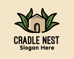 Leaf Nest Greenhouse Cabin logo design