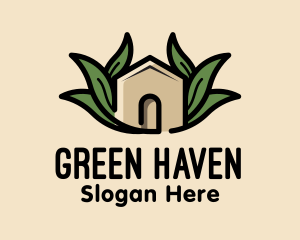 Leaf Nest Greenhouse Cabin logo design