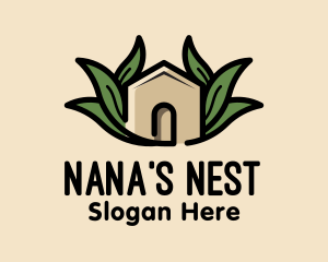 Leaf Nest Greenhouse Cabin logo design